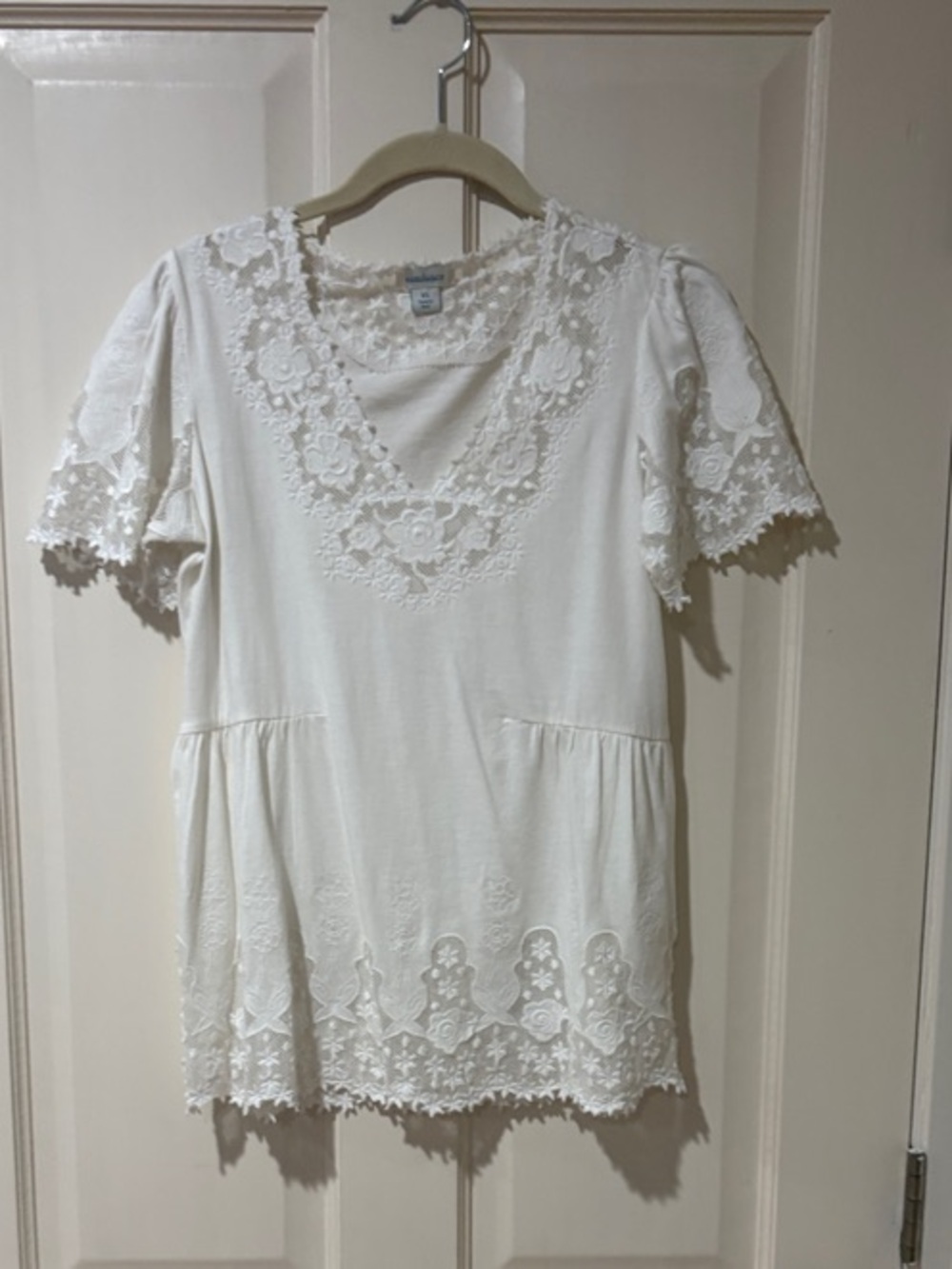 Sundance white Lace-Trim boho top xs